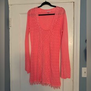 Lilly Pulitzer Athena Coral Pink Crochet Tunic dress/coverup